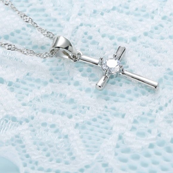 Cross Necklace Earrings 925 Sterling Silver Bundle Set - Picture 5 of 8